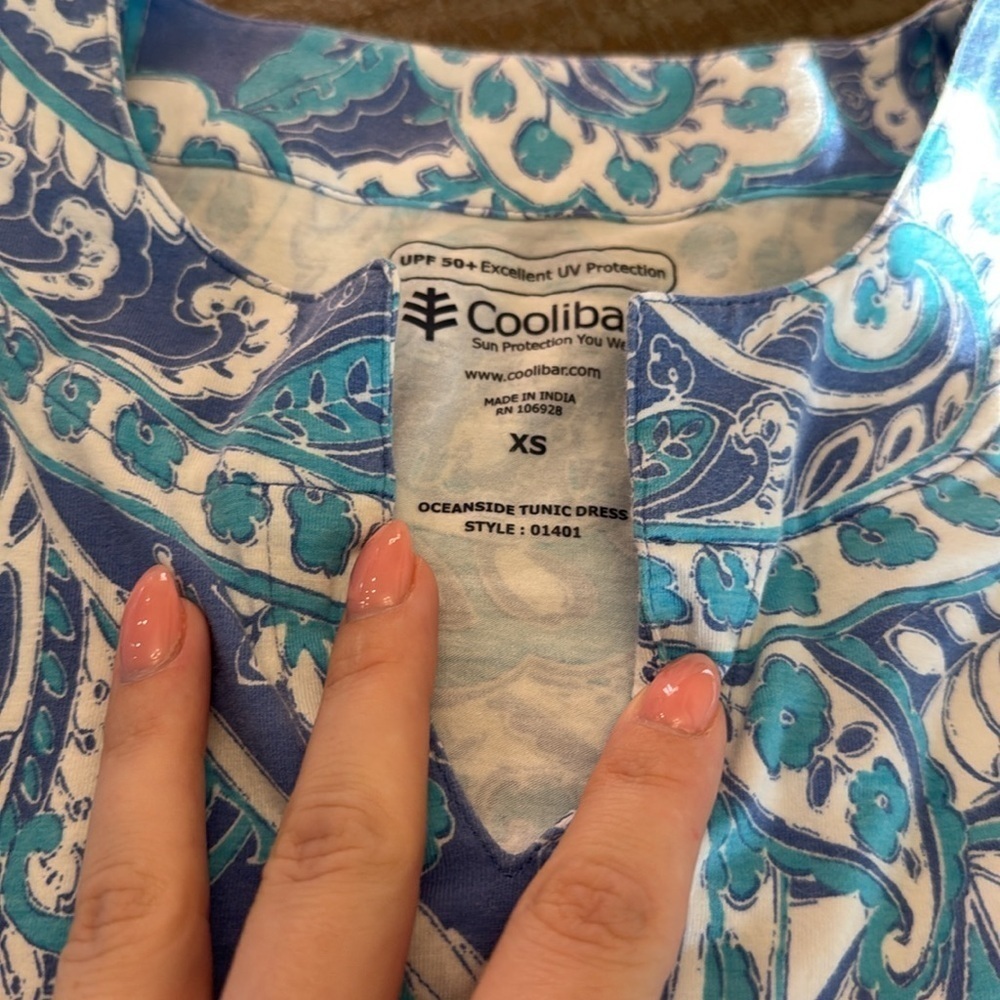 COOLIBAR oceanside tunic dress in aura blue summertime paisley - Picture 2 of 10